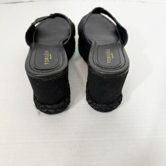 Torgeis New York Women's Ariadne Black Woven Platform Wedge Slide Sandal Size 10 - Picture 7 of 8